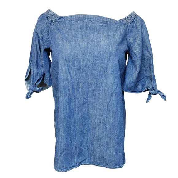 Lauren | Ralph Lauren Tops - Lauren | Ralph Lauren Women's Denim 3/4 Split Sleeve Square Neck Top Medium